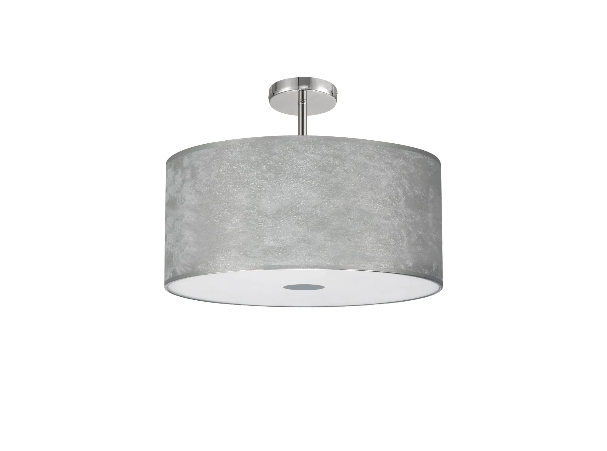 Baymont 50cm, Semi Flush 5 Light Polished Chrome, Silver Leaf, Frosted Diffuser DK0812  Deco Baymont CH SL